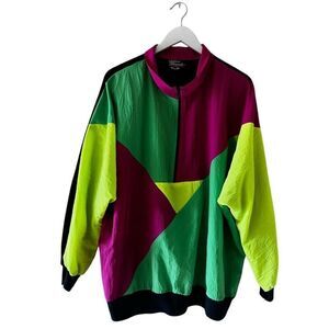 Vintage Silver Threads Magic Line Color Block Quarter Zip Pull Over Sz 3X #2391